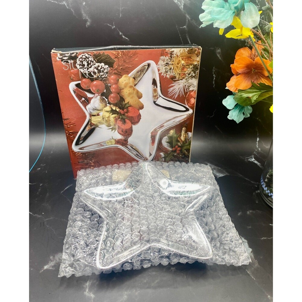 Studio Nova Christmas Shine Silver Star Dish Nut Candy Holiday Original NIB - Picture 2 of 10